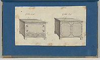 Clothes Chest and Clothes Press, from Chippendale Drawings, Vol. II, Thomas Chippendale (British, baptised Otley, West Yorkshire 1718–1779 London), Pen and black ink, brush and gray wash