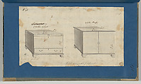 Clothes Chest and Clothes Press, from Chippendale Drawings, Vol. II, Thomas Chippendale (British, baptised Otley, West Yorkshire 1718–1779 London), Black ink, gray wash