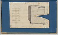 Chest of Drawers, from Chippendale Drawings, Vol. II, Thomas Chippendale (British, baptised Otley, West Yorkshire 1718–1779 London), Black ink, gray wash