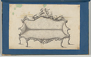 Sofa, in Chippendale Drawings, Vol. I, Thomas Chippendale (British, baptised Otley, West Yorkshire 1718–1779 London), Pen and brown and black ink, brush and gray wash