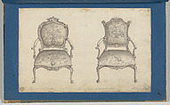 French Chairs, in Chippendale Drawings, Vol. I, Thomas Chippendale (British, baptised Otley, West Yorkshire 1718–1779 London), Black ink and gray wash