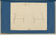 Two French Chairs, in Chippendale Drawings, Vol. I, Thomas Chippendale (British, baptised Otley, West Yorkshire 1718–1779 London), Black ink, gray ink, brown wash