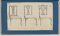 Three Chairs, in Chippendale Drawings, Vol. I, Thomas Chippendale (British, baptised Otley, West Yorkshire 1718–1779 London), Black ink, gray ink and gray wash