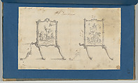 Horse Fire Screens, in Chippendale Drawings, Vol. I, Thomas Chippendale (British, baptised Otley, West Yorkshire 1718–1779 London), Black ink, gray ink and gray wash