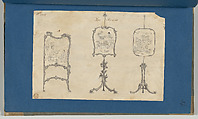 Fire Screens, in Chippendale Drawings, Vol. I, Thomas Chippendale (British, baptised Otley, West Yorkshire 1718–1779 London), Black ink, gray ink and gray wash