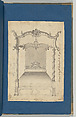 Bed, in Chippendale Drawings, Vol. I, Thomas Chippendale (British, baptised Otley, West Yorkshire 1718–1779 London), Black ink, gray ink and gray wash