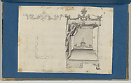 Bed, in Chippendale Drawings, Vol. I, Thomas Chippendale (British, baptised Otley, West Yorkshire 1718–1779 London), Black ink, gray wash