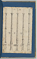 Bed Pillars, in Chippendale Drawings, Vol. I, Thomas Chippendale (British, baptised Otley, West Yorkshire 1718–1779 London), Black ink, gray ink, gray wash
