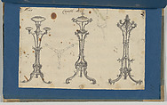 Candle Stands, in Chippendale Drawings, Vol. I, Thomas Chippendale (British, baptised Otley, West Yorkshire 1718–1779 London), Black ink, gray wash