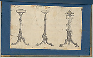 Candle Stands, in Chippendale Drawings, Vol. I, Thomas Chippendale (British, baptised Otley, West Yorkshire 1718–1779 London), Black ink, gray wash