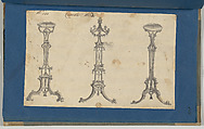 Candle Stands, in Chippendale Drawings, Vol. I, Thomas Chippendale (British, baptised Otley, West Yorkshire 1718–1779 London), Black ink, gray wash