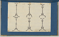 Candle Stands, in Chippendale Drawings, Vol. I, Thomas Chippendale (British, baptised Otley, West Yorkshire 1718–1779 London), Black ink, gray wash
