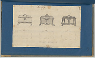 Tea Chests, in Chippendale Drawings, Vol. I, Thomas Chippendale (British, baptised Otley, West Yorkshire 1718–1779 London), Black ink, gray wash