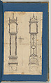 Clock Cases, in Chippendale Drawings, Vol. I, Thomas Chippendale (British, baptised Otley, West Yorkshire 1718–1779 London), Pen and black ink, brush and gray wash