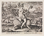 Allegory of America, from "The Four Continents", Adriaen Collaert Netherlandish, Engraving; first state