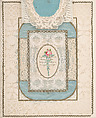 Valentine with lace paper and faux pearls, Attributed to Esther Howland (American, Worcester, Massachusetts 1828–1904 Quincy, Massachusetts), Cameo-embossed lace paper, chromolithographed die-cuts, faux pearls, blue satin, white satin ribbon, gold paper stars, graphite, ink, watercolor