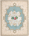 Valentine with lace paper and faux pearls, Attributed to Esther Howland (American, Worcester, Massachusetts 1828–1904 Quincy, Massachusetts), Cameo-embossed lace paper, chromolithographed die-cuts, faux pearls, blue satin, white satin ribbon, gold paper stars, graphite, ink, watercolor