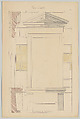 Exterior Window Bay from the Farnese Palace of Caprarola, Preparatory Study for the 'Oeuvres Complètes de Jacques Barozzi de Vignole', François Debret  French, Pen and black ink over graphite underdrawing, pink, gray and yellow watercolor