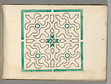 Album containing 75 Drawings for Garden Trellises & Parterres, Jörg Rurfinger German, Pen and ink over stylus ruling and watercolors