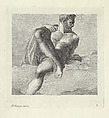 Partially Nude Man Reclining on Clouds, plate 8 from "Varie pitture a fresco de'principali maestri veneziani ora per la prima volta con le stampe pubblicate" (Frescoes by the Most Important Venetian Masters Published in Print for the First Time), Antonio Maria Zanetti II (Italian, 1706–1778), Etching