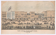 View of Park Place, New York, from Broadway to Church Street, North Side, A.D. 1854, William Boell  American, Lithograph with tint stones and hand-coloring