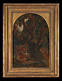 Jacob Wrestling with the Angel, Eugène Delacroix (French, Charenton-Saint-Maurice 1798–1863 Paris), Oil over pen and ink on tracing paper; mounted on canvas and backed with linen