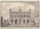 View of the Palazzo Pubblico (Palazzo Comunale), Piacenza, Giulio Aluisetti Italian, Pen and brown-gray ink, brown-gray wash, traces of graphite or black chalk