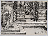 Lower Portion of the Entryway to the Right Portal (Die Porten des Adels); and the Outer Right Sockel of the Central Portal, from the Arch of Honor, proof, dated 1515, printed 1517-18, Albrecht Dürer (German, Nuremberg 1471–1528 Nuremberg), Woodcut