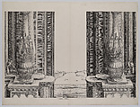 The Middle Section of the Entryway to the Central Portal, the Columns Decorated by Sirens and Sleeping Soldiers Behind, from the Arch of Honor, proof, dated 1515, printed 1517-18, Albrecht Dürer (German, Nuremberg 1471–1528 Nuremberg), Woodcut