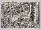 The First Flemish Rebellion; The Campaign Against Liège; The Coronation of Maximilian; The Second Flemish Rebellion; The Alliance Between Philip I of Castile and Henry VII; The Victory Against France, from the Arch of Honor, proof, dated 1515, printed 1517-18, Hans Springinklee (German, ca. 1495–after 1522), Woodcut and letterpress