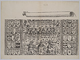 The Lower Portion of the Genealogy of Maximilian; with the Left Edge of the Scroll for the Explanatory Text, from the Arch of Honor, proof, dated 1515, printed 1517-18, Hans Springinklee (German, ca. 1495–after 1522), Woodcut and letterpress