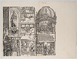 Tournaments and Masquerades; and Maximilian's Genealogical and Heraldic Studies; with a Statue of Albrecht the Lucky; and Portraits of Maximilian's Ancestors and Relatives,from the Arch of Honor, proof, dated 1515, printed 1517-18, Albrecht Altdorfer (German, Regensburg ca. 1480–1538 Regensburg), Woodcut and letterpress