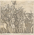 The Triumph of Julius Caesar, Andrea Andreani (Italian, Mantua 1558/1559–1629), Chiaroscuro woodcut comprising 10 sheets (9 of images and 1 title) from slightly different printings from three and four blocks in black (keyblock) and shades from light brown through gray