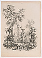 Jeune Chinoise marchant, entourée de ses moutons, François Antoine Aveline  French, Etching