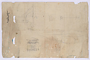 Blueprint of Plan for Cottage for Mr. F. W. Little, Northome, Lake Minnetonka. Verso - Elevation and four sketches for Little House, Wayzata, Minnesota, Frank Lloyd Wright (American, Richland Center, Wisconsin 1867–1959 Phoenix, Arizona), Blueprint, red pencil, and graphite