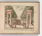 " ’t Konings Huis op 't Loo", in: Tooneel Der Voornaamste Nederlands Huizen, En Lust Hoven, Naar T Leven Afgebeeld, Carel Allard Dutch, Color engraving (à la poupée)