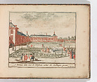 ' ’s Konings Tuin met de Klosbaan, achter de Stallingen gezien", in: Tooneel Der Voornaamste Nederlands Huizen, En Lust Hoven, Naar T Leven Afgebeeld, Carel Allard Dutch, Color engraving (à la poupée)