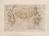 Study of a Garland of Fruits and Vegetables, Martinus Saeghmolen (Dutch, Oldenburg ca. 1620–1669 Amsterdam), Pen and brown ink