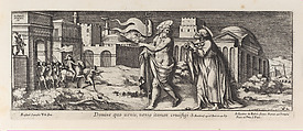 Christ appearing to Saint Peter after the Resurrection (Domine Quo Vadis), after Raphael's Stanza dell'incendio del Borgo, from a series of 15 plates, depicting Raphael's works for the Vatican stanze and the Sistine Chapel tapestries, Pietro Santi Bartoli  Italian, Etching