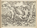 A Nereid Riding a Sea Centaur Accompanied by Other Sea Creatures, Angiolo Falconetto (Italian, active ca. 1555–67), Etching with drypoint; first state of two
