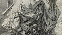 Marie Antoinette in a Park, Elisabeth Louise Vigée Le Brun (French, Paris 1755–1842 Paris), Black chalk, stumped, and white chalk; framing lines in black chalk