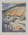 Brooklands, Claude Flight (British, 1881–1955), Linocut on Japanese paper coated with a metal-flecked glaze