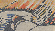Brooklands, Claude Flight (British, 1881–1955), Linocut on Japanese paper coated with a metal-flecked glaze
