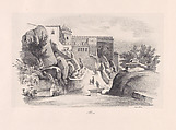 Close up view of the Castle of the Moors near Sintra, Clementine de Brelaz Portuguese, Lithograph on chine collé on a larger support sheet