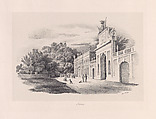 View of the entrance to the Palacio de Seteais, Sintra, Clementine de Brelaz Portuguese, Lithograph on chine collé on a larger support sheet