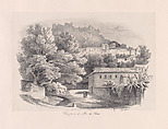 View of Rio de Porto in Sintra with the Castle of the Moors in the background, Clementine de Brelaz Portuguese, Lithograph on chine collé on a larger support sheet
