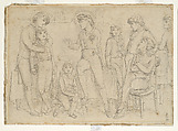 Love Among the Schoolboys, Simeon Solomon (British, London 1840–1905 London), Pen and ink over traces of graphite