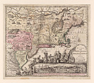 Recens Edita Totius Novi Belgii, in America Septentrionali [An Updated View of New Netherlands in North America], Matthäus Seutter  German, Hand-colored engraving; second state