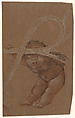 Putto Study, for the lid of the Graham Family Piano, Sir Edward Burne-Jones (British, Birmingham 1833–1898 Fulham), White and reddish brown synthetic crayons on brown paper