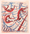 Acrobats (experimental proof), Cyril E. Power  British, Linocut on Japanese paper